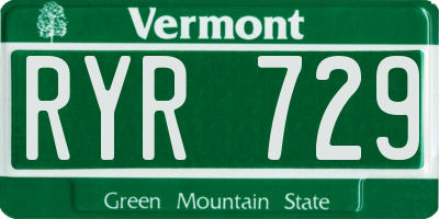 VT license plate RYR729