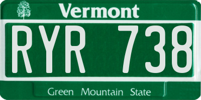 VT license plate RYR738