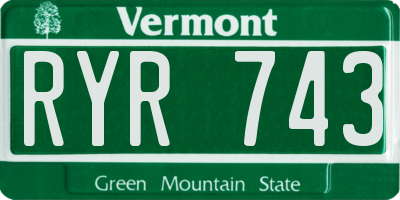 VT license plate RYR743