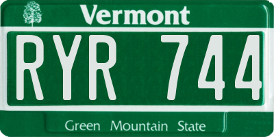 VT license plate RYR744