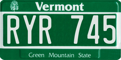 VT license plate RYR745