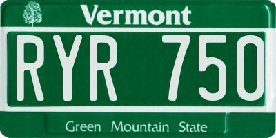 VT license plate RYR750