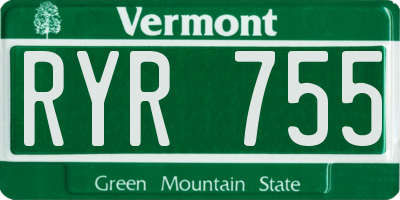 VT license plate RYR755