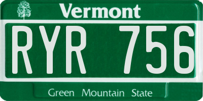 VT license plate RYR756