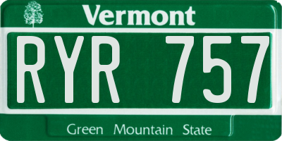 VT license plate RYR757