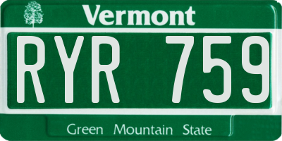 VT license plate RYR759