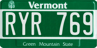 VT license plate RYR769
