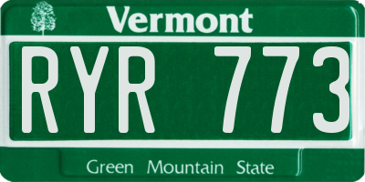 VT license plate RYR773