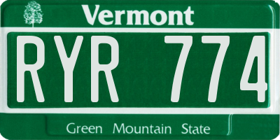 VT license plate RYR774