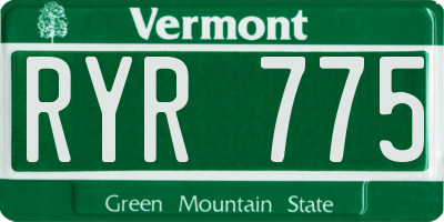 VT license plate RYR775