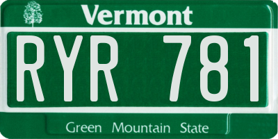 VT license plate RYR781
