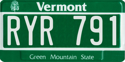 VT license plate RYR791