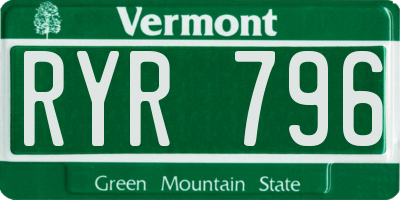 VT license plate RYR796