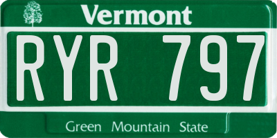 VT license plate RYR797