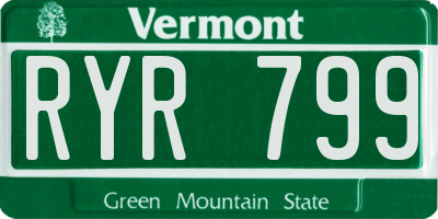 VT license plate RYR799