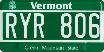 VT license plate RYR806