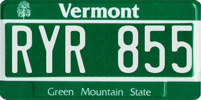 VT license plate RYR855