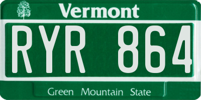 VT license plate RYR864