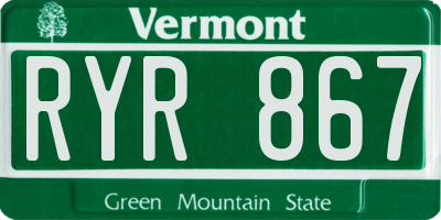VT license plate RYR867