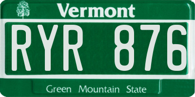 VT license plate RYR876
