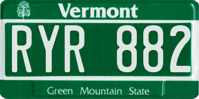VT license plate RYR882