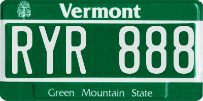 VT license plate RYR888