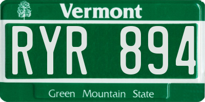 VT license plate RYR894