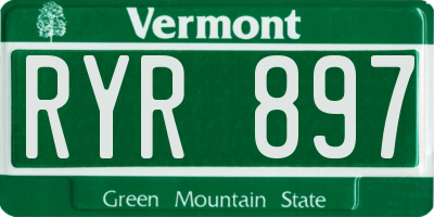 VT license plate RYR897