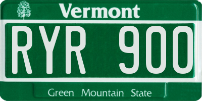 VT license plate RYR900