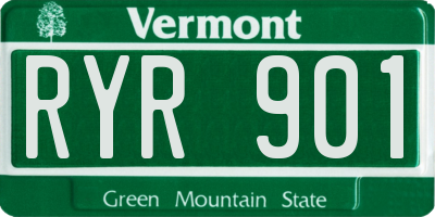 VT license plate RYR901