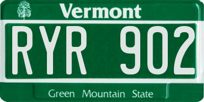VT license plate RYR902