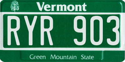 VT license plate RYR903