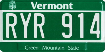 VT license plate RYR914