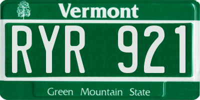 VT license plate RYR921