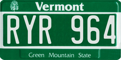 VT license plate RYR964