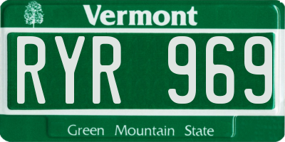 VT license plate RYR969