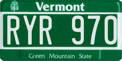VT license plate RYR970