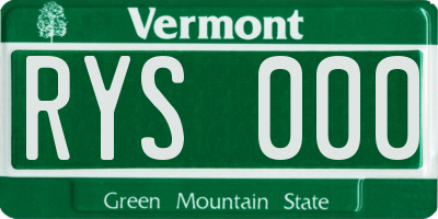 VT license plate RYS000