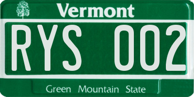 VT license plate RYS002