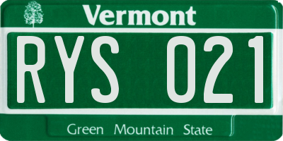 VT license plate RYS021