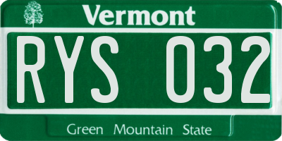 VT license plate RYS032