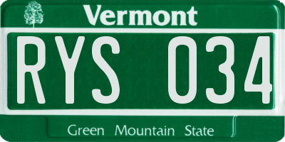 VT license plate RYS034