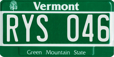 VT license plate RYS046
