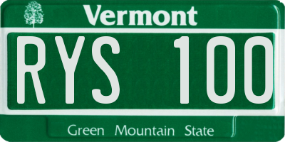 VT license plate RYS100