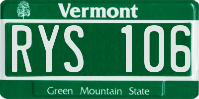 VT license plate RYS106