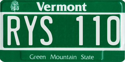 VT license plate RYS110