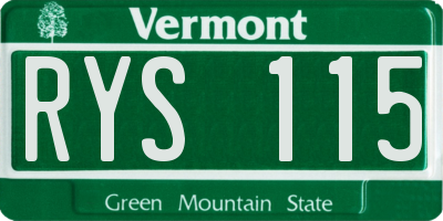 VT license plate RYS115