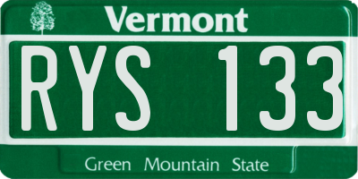 VT license plate RYS133