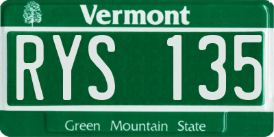 VT license plate RYS135