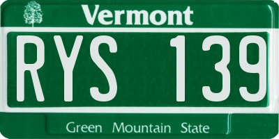 VT license plate RYS139